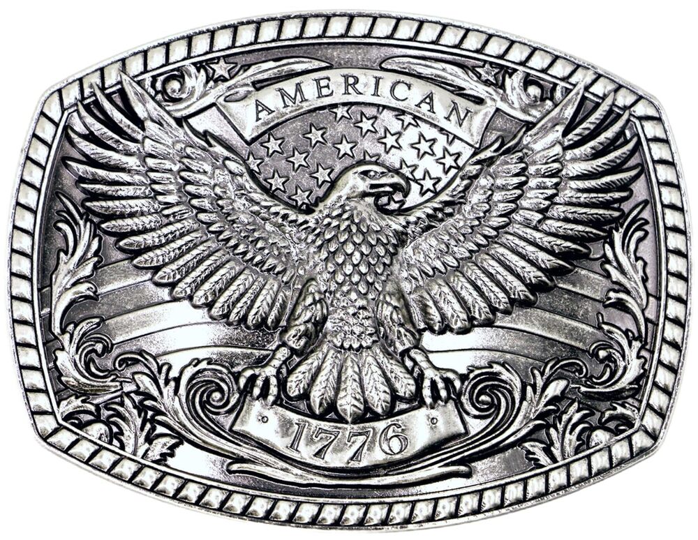 6235 Belt Buckles Western Cowboy: Belt Buckle Big 1776 American Flag